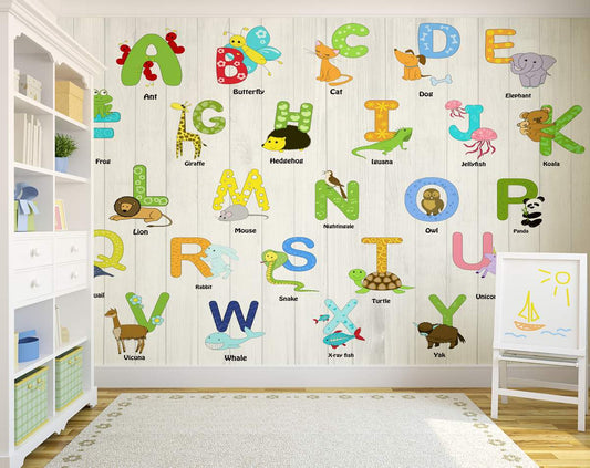 Animals Name Alphabets 3D Painting Wallpaper