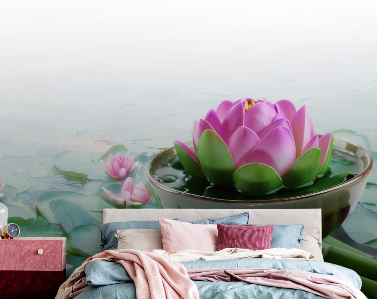 Large Lotus In Water Customize Wallpaper