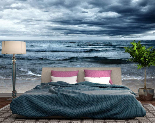 Dark Blue Ocean Moon Light View Custom Wallpaper