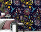 Blue birds and flowers background Wallpaper