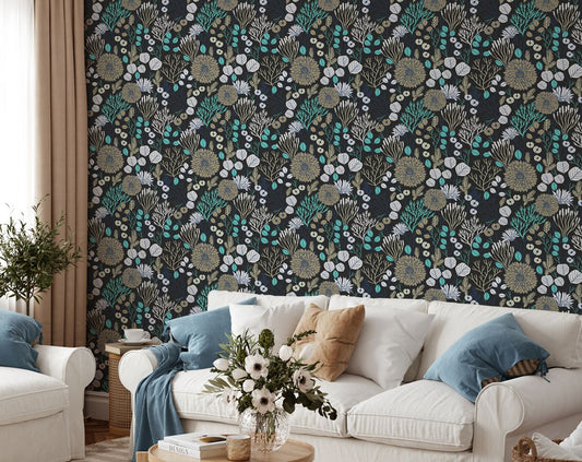 Beautiful Bright Flower And Leaves Tropical Wallpaper