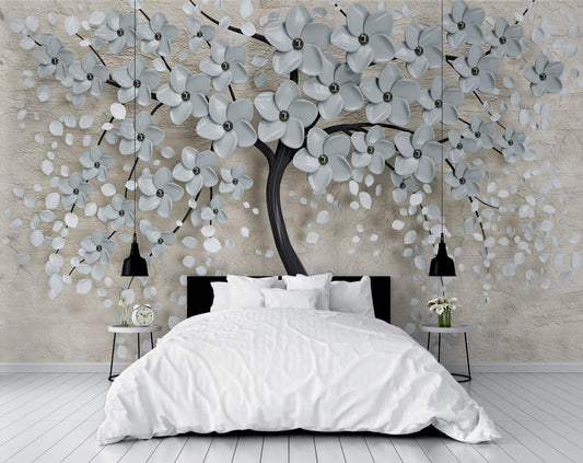 Beautiful Tree 3D Wallpaper for bedroom, Black and Grey Tree Wallpaper