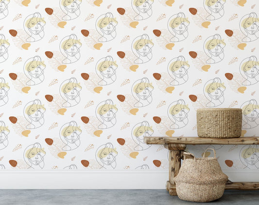 Face Pattern Removable Wallpaper Abstract Art Wallpaper