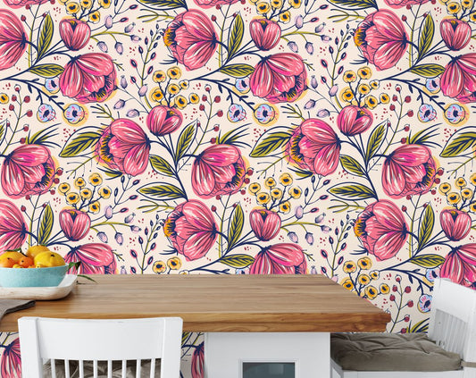 Beautiful Pink Flower Home Decor Wall Art Wallpaper