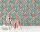 Rainforest Escape Green Pink Flowers Wallpaper