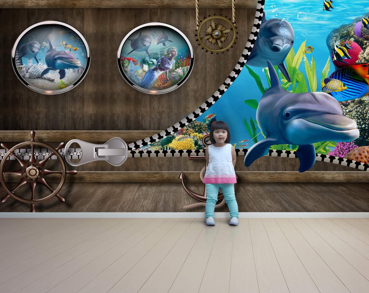 Underwater Sea With Shark Kids 3D Wallpaper