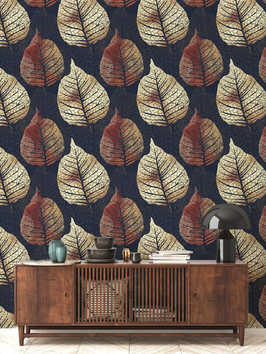 Luxury Texture Big Tree Leaf Wallpaper Rolls