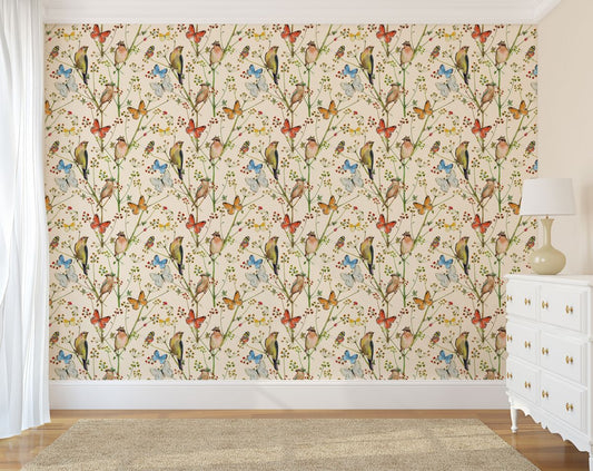 Beautiful Wallpaper With Bids And Butterfly Wallpaper