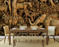 Wooden jungle animals 3D wall mural - view 2
