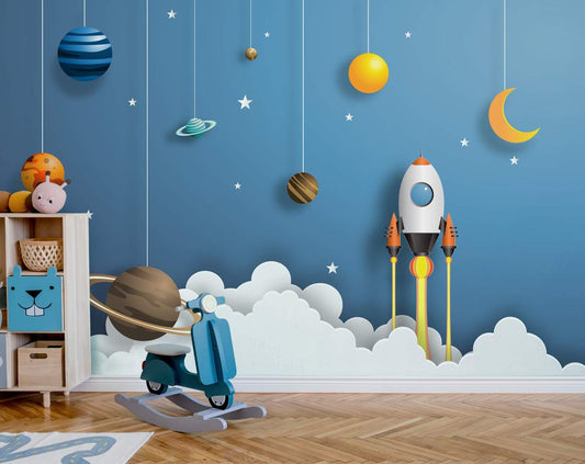Kids 3D Mural Space 3D Wallpaper