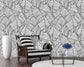 Stylish Trendy Monochrome Banana Leaf Wallpaper Rolls