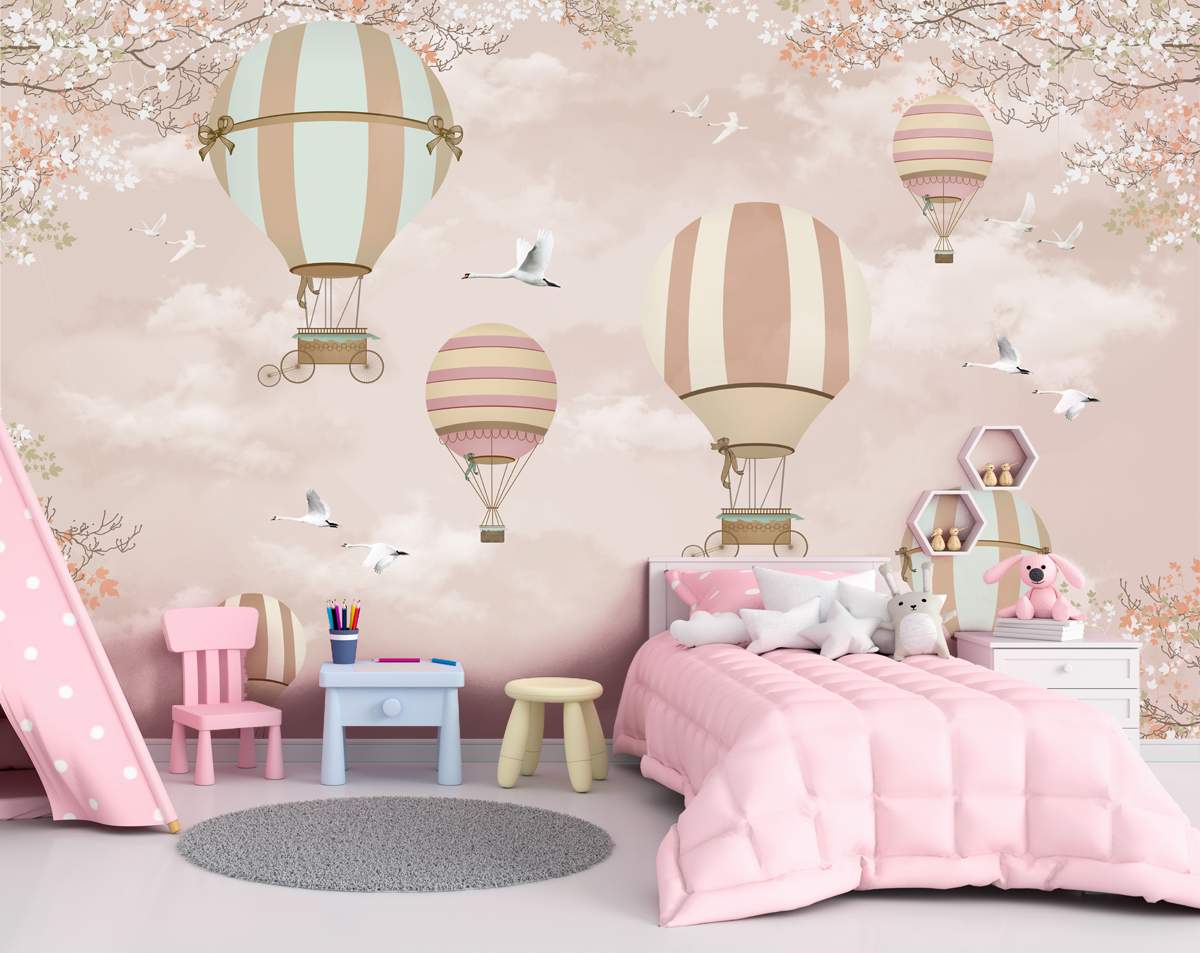 Kids Pink Baloon 3D Wallpaper