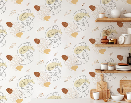 Face Pattern Removable Wallpaper Abstract Art Wallpaper