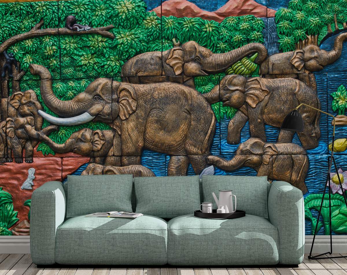 Colourful Jungle Theme 3D Wall Mural Wallpaper