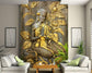 Golden flowers and woman 3D wall mural
