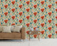 Hand Painted Red Flowers Motif Pattern Trendy Wallpaper