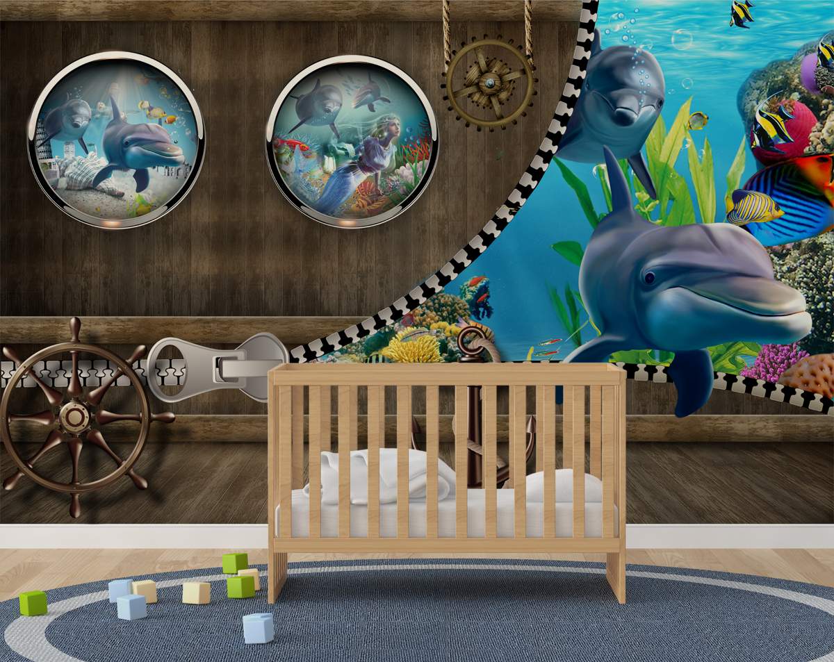 Underwater Sea With Shark Kids 3D Wallpaper