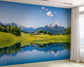 Living Room - Lake and Forest Landscape Custom Wallpaper