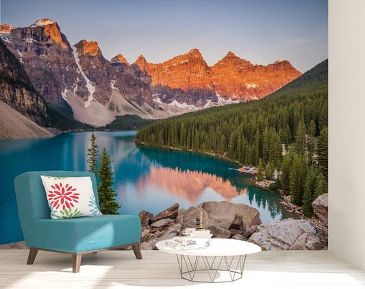 Living Room - Nature Mountain Forest & River 3D Wallpaper