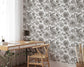 Peonies and Roses Floral Black Flowers Leaves Wallpaper Rolls