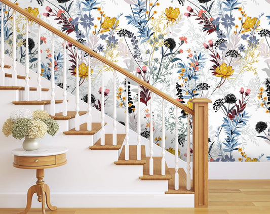 Flower And Leaves Botanical Wallpaper Rolls