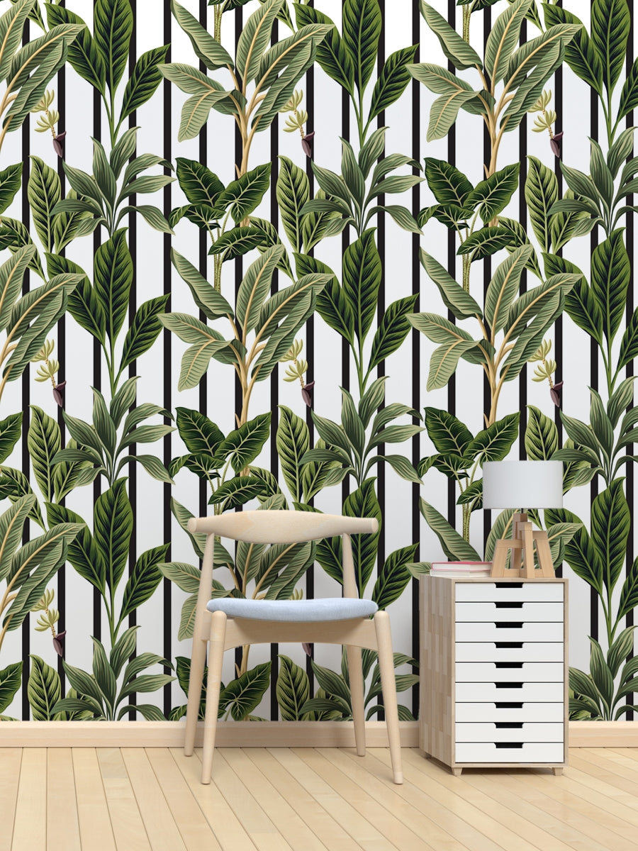 Banana Tree Leaves Wallpaper For Living Rooms Decoration