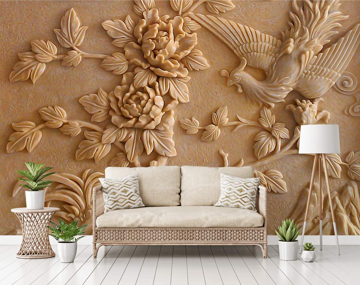 3d Custom floral and bird Wall Mural, 3D Living Room Wallpaper