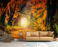 Orange leaves forest 3D wallpaper