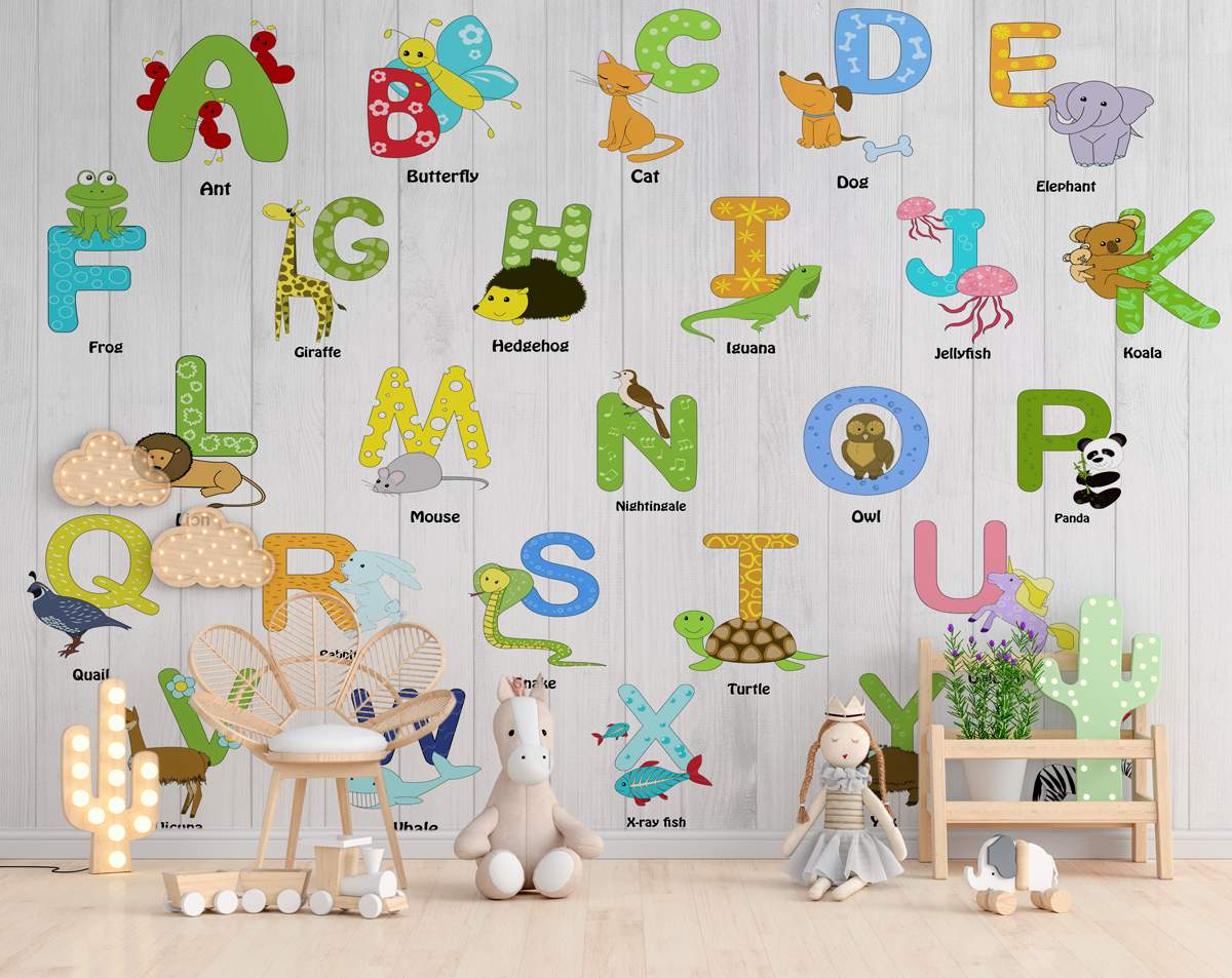 Animals Name Alphabets 3D Painting Wallpaper