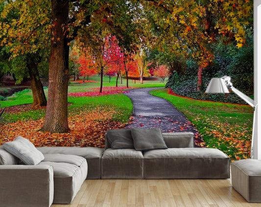 Summer Season Forest Road 3D Wallpaper