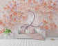 3D pink rose flower and tree mural