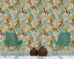 Light Yellow Wallpaper With Exotic Green Leaves, Tropical Wallpaper