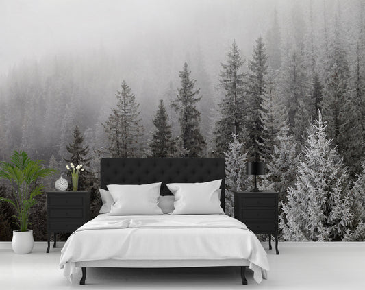 Misty Mountain Forest 3D Landscape Wallpaper