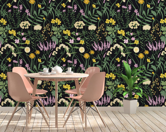 Hand Drawn Wild Flowers Wallpaper