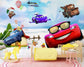 Cartoon cars wallpaper for kids room