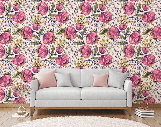 Beautiful Pink Flower Home Decor Wall Art Wallpaper