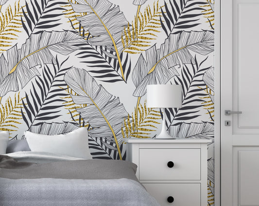Stylish Trendy Exotic Banana Palm LeavesWallpaper Rolls