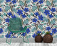 Navy Blue Flowers and White Watercolor Floral Wallpaper