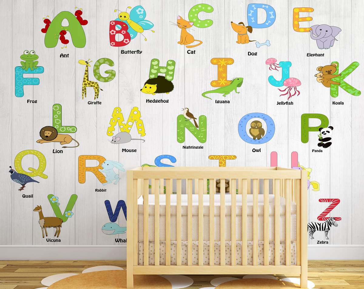 Animals Name Alphabets 3D Painting Wallpaper
