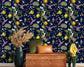 Dark navy blue Botanical Wallpaper