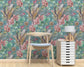 Rainforest Escape Green Pink Flowers Wallpaper