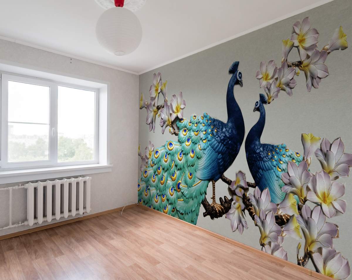 3D Wallmural Beautiful Peacock Wall Painting – Home Decoram