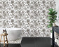 Peonies and Roses Floral Black Flowers Leaves Wallpaper Rolls