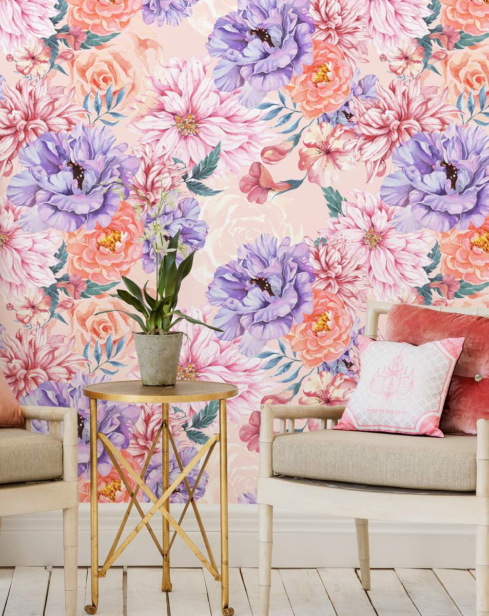 Colorful Rose Floral Wallpaper Rolls