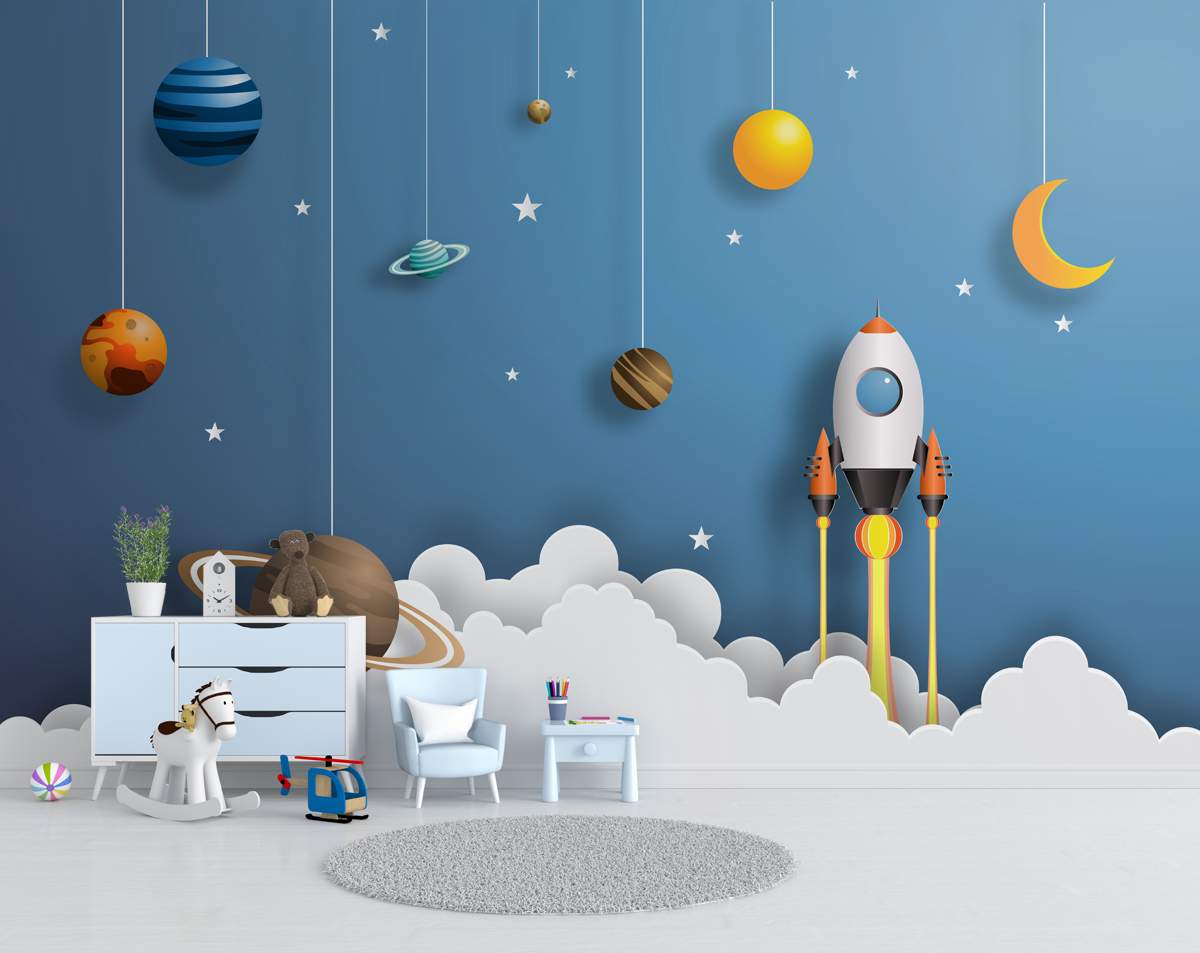 Kids 3D Mural Space 3D Wallpaper