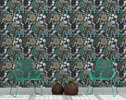 Beautiful Bright Flower And Leaves Tropical Wallpaper