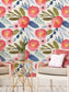Red Flowers and Leaves Botanical Wallpaper Rolls