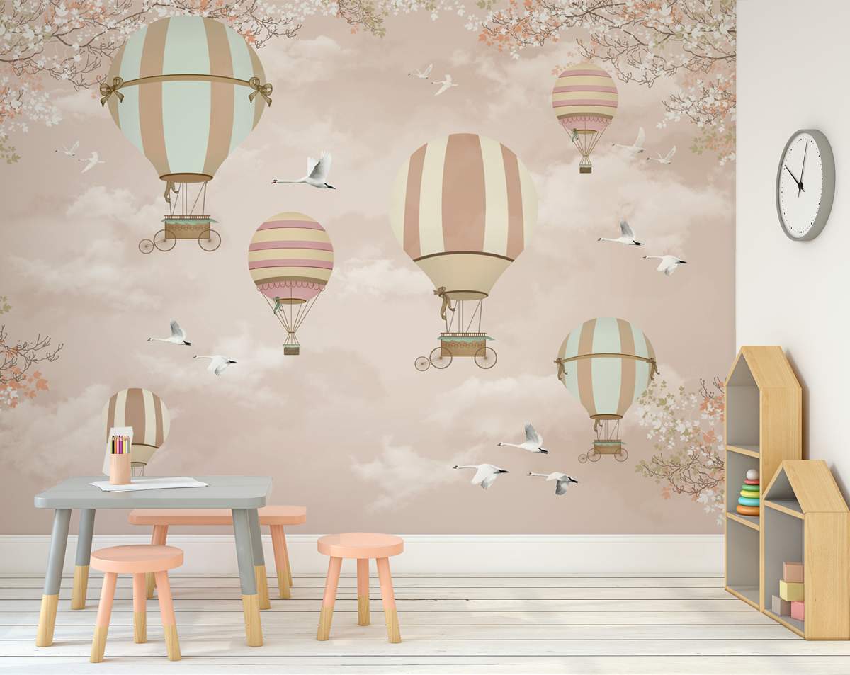 Kids Pink Baloon 3D Wallpaper