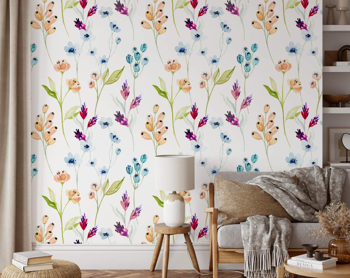 Watercolour Beautiful Colourful Floral Wallpaper Rolls