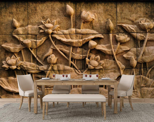 3D Floral Sculpture Wallpaper